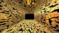 Gold Bars Bricks Tunnel zooming out and tunnel expanding