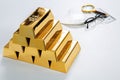 Gold bars pyramid Royalty Free Stock Photo