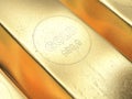 Gold bars close-up. 3d illustration.