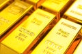 Gold bars close up