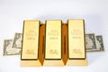 Gold bars closeup top view Royalty Free Stock Photo