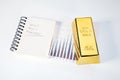 Gold bars closeup top view on diagram Royalty Free Stock Photo