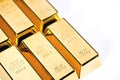 Gold bars closeup top view on white background Royalty Free Stock Photo