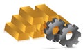 Gold bars and gears illustration design Royalty Free Stock Photo