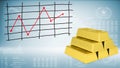 Gold bars and graph of price changes Royalty Free Stock Photo