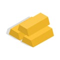 Gold bars icon, isometric 3d style