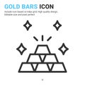 Gold bars icon vector with outline style isolated on white background. Vector illustration jewellery sign symbol icon concept