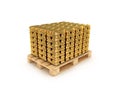 Gold bars on pallet isolated 3d