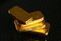 Gold bar on gross background scene. Royalty Free Stock Photo