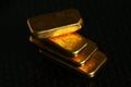 Gold bar on gross background scene. Royalty Free Stock Photo