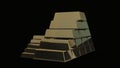 Gold bars pyramid 3D rendering Royalty Free Stock Photo