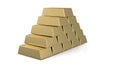 Gold bars pyramid 3D rendering Royalty Free Stock Photo