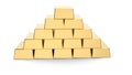 Gold bars pyramid 3D rendering Royalty Free Stock Photo