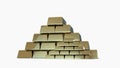 Gold bars pyramid 3D rendering Royalty Free Stock Photo