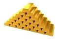 Gold bars pyramid white background Royalty Free Stock Photo