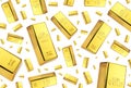 Gold bars rain on white background Royalty Free Stock Photo
