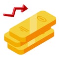Gold bars stack icon isometric vector. Golden finance Royalty Free Stock Photo