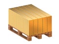 Gold bars stacked on a pallet. Storage of gold. 3D rendering