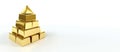 Gold bars stacked in a pyramid on a white background. Header banner mockup with space. AI generated Royalty Free Stock Photo