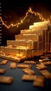 Gold bars on table with an upward graph, symbolizing prosperity