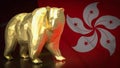 The Gold Bear on Hong Kong flag for Business concept 3d rendering Royalty Free Stock Photo