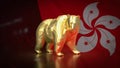 The Gold Bear on Hong Kong flag for Business concept 3d rendering Royalty Free Stock Photo