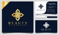 Gold Beauty Flower Cosmetic Logo Design Vector Illustration Template. modern logo design business card