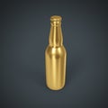 Gold beer bottle on dark grey background Royalty Free Stock Photo