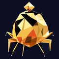 Gold beetle on a dark background. Vector illustration in a flat style. Generative AI