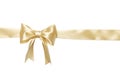 Gold beige color ribbon bow isolated on white background Royalty Free Stock Photo