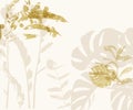 Gold beige cream botanical chic pattern with tropical leaves