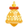 Gold bell Christmas tree toy icon cartoon vector. Winter decoration Royalty Free Stock Photo