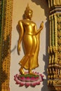 Gold Bhuddha statue in temple wat buakwan nonthaburi thailand