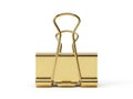Gold binder clip isolated on white background Royalty Free Stock Photo