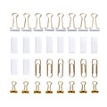 Gold Binder Clips White Rectangles and Gold Paperclips on White paper clip Royalty Free Stock Photo