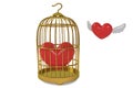 Gold bird cage and love