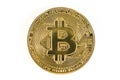 Gold bitcoin coin close up. Isolate Crypto currency Royalty Free Stock Photo