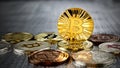 Gold bitcoin coin Royalty Free Stock Photo