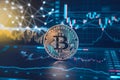 Gold Bitcoin Coin Hovering Above Futuristic Circuit Board