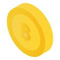 Gold bitcoin icon, isometric style