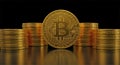 gold Bitcoin stack isolated on a black background Royalty Free Stock Photo