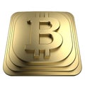Gold bitcoin symbol on a pedestal 3d rendering