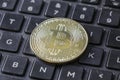 Gold Bitcoin Token On Keyboard Royalty Free Stock Photo