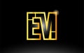 gold black alphabet letter em e m logo combination icon design