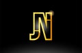 gold black alphabet letter jn j n logo combination icon design