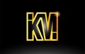 gold black alphabet letter km k m logo combination icon design