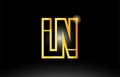 gold black alphabet letter ln l n logo combination icon design