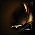 Black And Gold illustration background, abstract flower