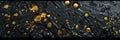 Gold Black Background Drops, Golden Luxury Texture, Vantablack Mockup with Gold Metal Pattern