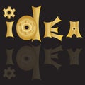 Gold and black background, mirror effect, letters